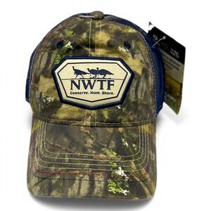 Mossy Oak NWTF Trucker Hat Mens OSFM Camo Blue New Committee Hunting Cap